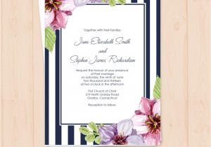 Wedding Invitation Template Free Pdf Retro Stripes Floral Wedding Invitation Template Wedding