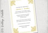 Wedding Invitation Template Gold Gold Wedding Invitation Template Classic Printable