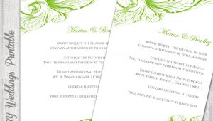 Wedding Invitation Template Green Wedding Invitation Template Green Diy Wedding Invitations