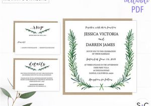 Wedding Invitation Template Greenery Greenery Wedding Invitation Template Greenery Invitation