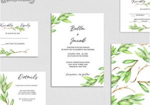 Wedding Invitation Template Greenery Printable Greenery Wedding Invitation Template Editable