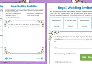 Wedding Invitation Template Ks2 Royal Wedding Invitation Writing Template Prince Harry