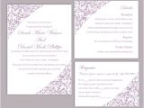 Wedding Invitation Template Lavender Diy Wedding Invitation Template Set Editable Word File