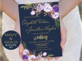 Wedding Invitation Template Lavender Navy Lavender Gold Wedding Invitation Template Set Purple