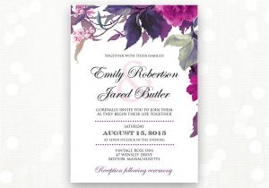 Wedding Invitation Template Lavender Printable Wedding Invitation Lilac Purple Weddings by