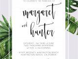 Wedding Invitation Template Leaf Tropical Modern Wedding Invitation Set Printable Palm