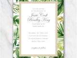 Wedding Invitation Template Leaf Tropical Palm Tree Leaves Wedding Invitation Template 100