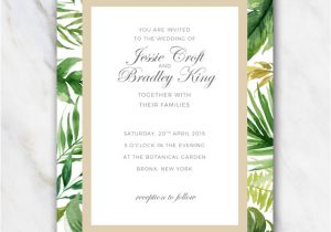 Wedding Invitation Template Leaf Tropical Palm Tree Leaves Wedding Invitation Template 100