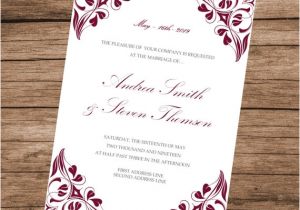 Wedding Invitation Template Maroon Burgundy Invitation Template Printable Wedding Invite