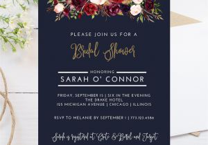 Wedding Invitation Template Maroon Digital 4×6 Fall theme Bridal Shower Invitation Dark