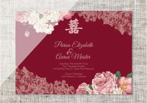 Wedding Invitation Template Maroon Diy Printable Editable Chinese Wedding Invitation Card