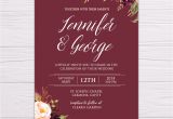Wedding Invitation Template Maroon Maroon Burgundy Wedding Invitation with Marsala Flowers