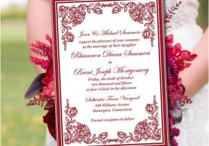 Wedding Invitation Template Maroon Printable Wedding Invitation Template Burgundy Red