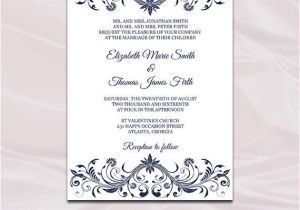 Wedding Invitation Template Navy Blue Navy Blue Wedding Invitations Template Diy Printable Bridal