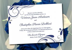 Wedding Invitation Template Navy Blue Wedding Invitation Template Winter Wedding Navy Blue Silver