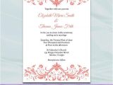 Wedding Invitation Template Office Coral Wedding Invitation Template Diy Printable Bridal Shower