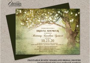Wedding Invitation Template Outdoor Rustic Woodland String Lights Bridal Shower Invitation Diy