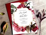 Wedding Invitation Template Pinterest Burgundy Floral Greenery Wedding Invitation Printable