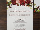Wedding Invitation Template Red Red Floral Wedding Invite Foliage Wedding Invitation