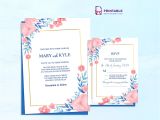 Wedding Invitation Template Reddit Blue and Peach Flowers Invitation and Rsvp Pdfs Wedding