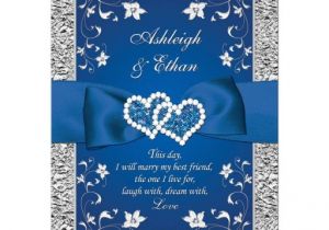 Wedding Invitation Template Royal Blue and Silver Royal Blue Wedding Invitation Faux Foil Silver Floral