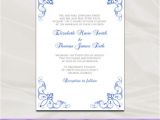 Wedding Invitation Template Royal Blue and Silver Royal Blue Wedding Invitation Template Diy Printable Blue