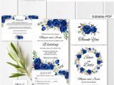 Wedding Invitation Template Royal Blue Blue Wedding Invitation Template Royal Blue Wedding Etsy