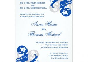Wedding Invitation Template Royal Blue Royal Blue and Silver Flourish Wedding Invitation Zazzle