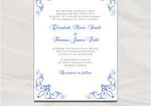 Wedding Invitation Template Royal Blue Royal Blue Wedding Invitation Template Diy Printable Blue