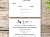 Wedding Invitation Template Rsvp Printable Wedding Invitation Rsvp Information Templates