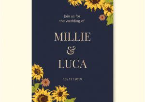 Wedding Invitation Template Sunflower Sunflower Wedding Invitation Card Template Vector Free