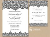 Wedding Invitation Template to Print Free Pdf Wedding Invitation Template Black Lace Vintage