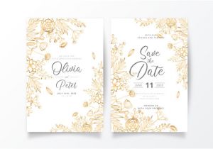 Wedding Invitation Template Vector Graphic Wedding Invitation Template with Golden Nature Vector