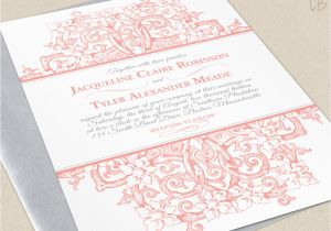 Wedding Invitation Template Victorian Victorian Wedding Invitation Sample Coral by Lbcreativepaper