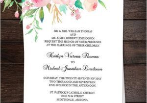 Wedding Invitation Template Watercolor Printable Wedding Invitation Template Watercolor Floral 3