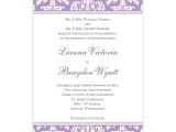 Wedding Invitation Templates Damask Damask Wedding Invitation Lavender Purple Wedding