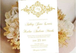 Wedding Invitation Templates Golden Wedding Invitation Template Monogram Printable Gold