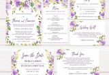 Wedding Invitation Templates Lilac Tvw160 Lilac and Peach Watercolor Floral Wedding