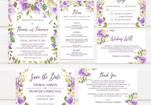Wedding Invitation Templates Lilac Tvw160 Lilac and Peach Watercolor Floral Wedding