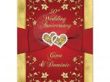 Wedding Invitation Templates Red and Gold 50th Wedding Anniversary Invite Red Gold Floral