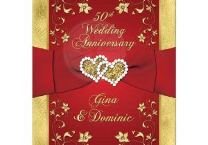 Wedding Invitation Templates Red and Gold 50th Wedding Anniversary Invite Red Gold Floral