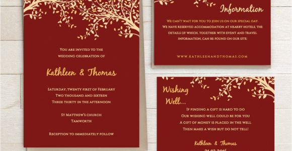 Wedding Invitation Templates Red and Gold Red and Gold Printable Wedding Invitation Set by Connieandjoan