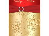 Wedding Invitation Templates Red and Gold Red and Gold Snowflakes Wedding Invitation Zazzle Com