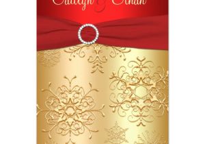 Wedding Invitation Templates Red and Gold Red and Gold Snowflakes Wedding Invitation Zazzle Com