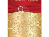 Wedding Invitation Templates Red and Gold Winter Wedding Invitation Red Gold Snowflakes Printed