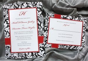 Wedding Invitation Templates Red and White Damask Wedding Invitations