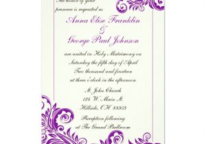 Wedding Invitation Templates Vertical Purple Flourish Vertical Wedding Invitation Zazzle