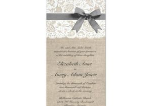 Wedding Invitation Templates Vertical White Lace and Burlap Wedding Invitation Vertical Zazzle