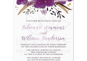 Wedding Invitation Templates Violet Wedding Invitations Pretty Watercolor Violet Flowers