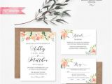 Wedding Invitation Templates Vistaprint Printable Peach Cream Floral Wedding Invitation Set